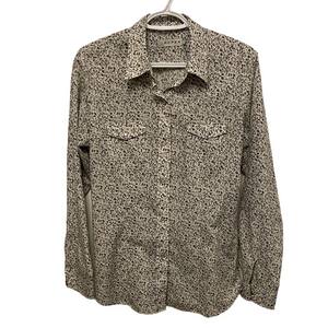 Roper Pearl Snap Western Grey Floral Shirt Size Medium